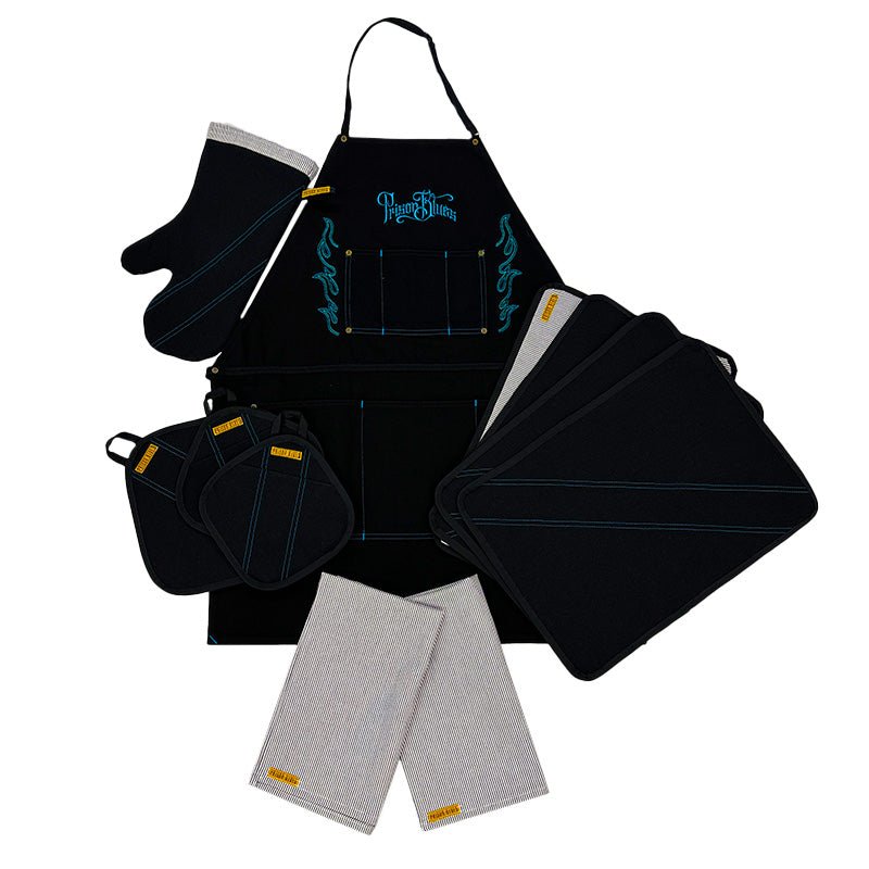 BBQ Gift Set, 2 Hickory Hand Towels, 1 Large Pot Holder, 2 Small Pot Holders, 4 Place Mats - Image 2