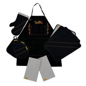 BBQ Gift Set, 2 Hickory Hand Towels, 1 Large Pot Holder, 2 Small Pot Holders, 4 Place Mats