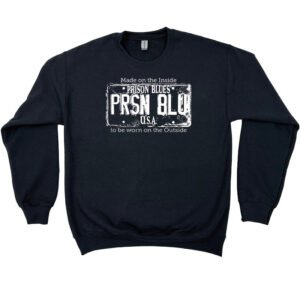 Crew Neck Sweatshirt Black w/White USA Plate Logo