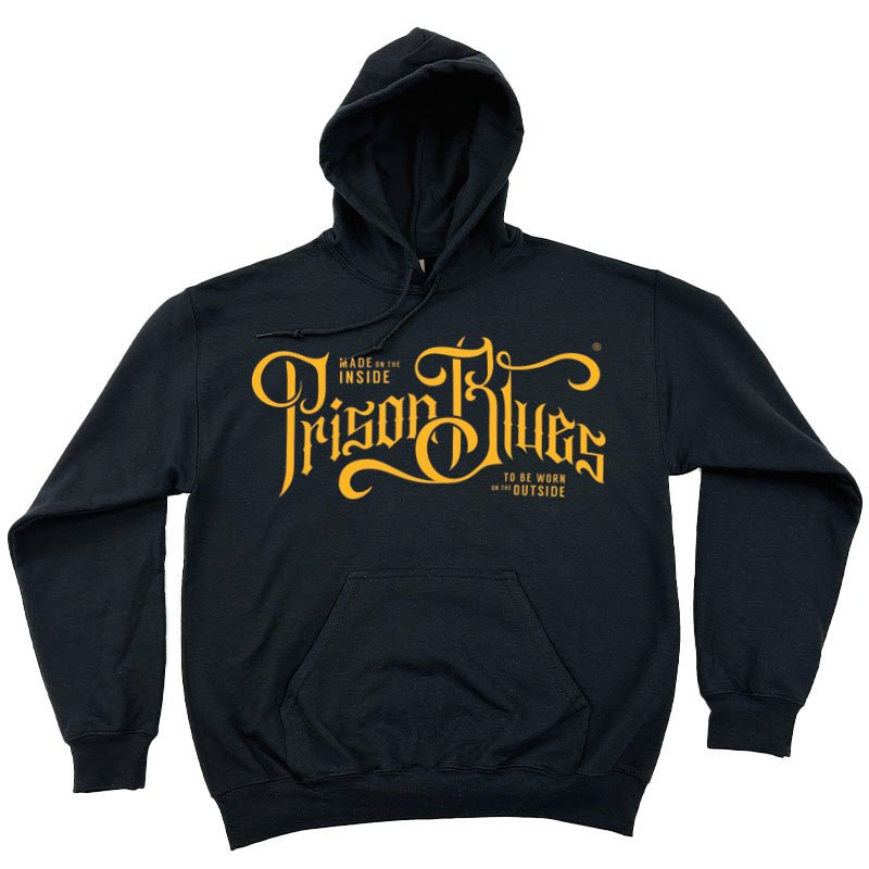 Pull Over Hooded Sweatshirt Black w/ Gold Script Logo
