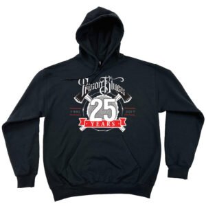 Pull Over Hooded Sweatshirt Black w/White and Scarlet Red 25th Anniversary