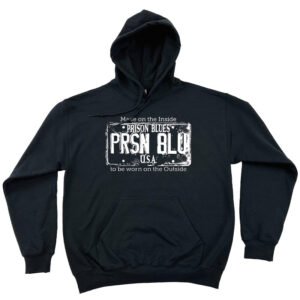 Pull Over Hooded Sweatshirt Black w/White USA Plate Logo