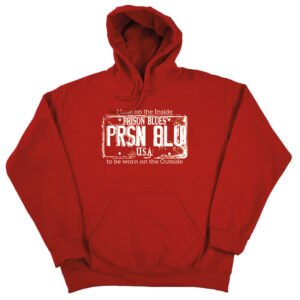 Pull Over Hooded Sweatshirt Cherry Red w/White USA Plate Logo