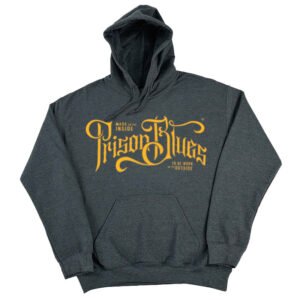 Pull Over Hooded Sweatshirt Dark Heather w/ Gold Script Logo