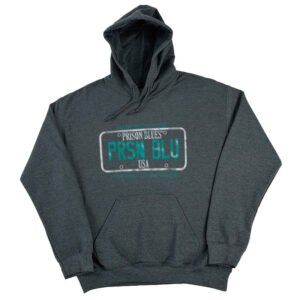 Pull Over Hooded Sweatshirt Dark Heather w/Chrome and Teal Chrome Plate Logo