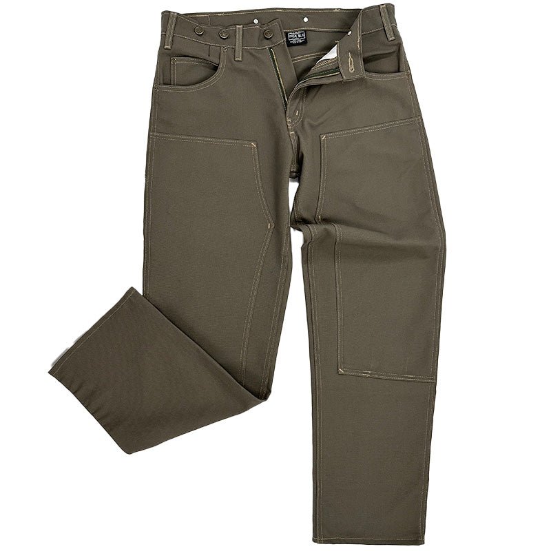 Double Knee Jeans with buttons Rinsed Olive