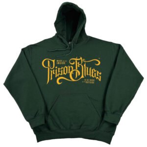 Pull Over Hooded Sweatshirt Forest Green w/ Gold Script Logo