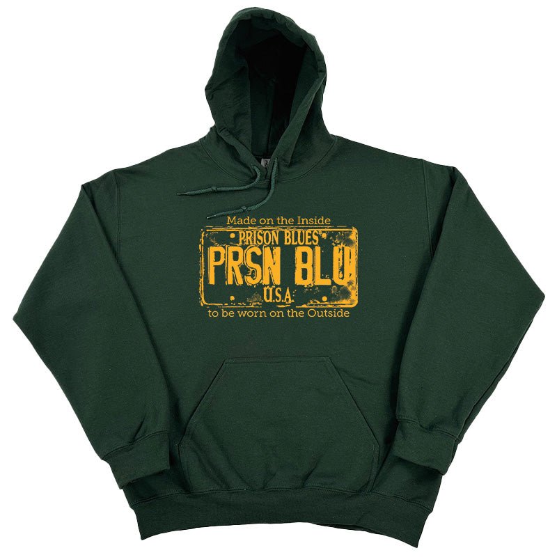 Pull Over Hooded Sweatshirt Forest Green w/Golden Yellow USA Plate Logo