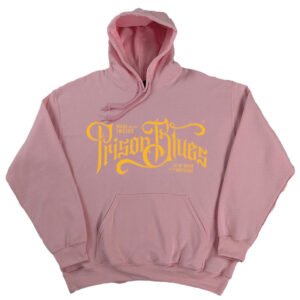 Pull Over Hooded Sweatshirt Light Pink w/ Gold Script Logo