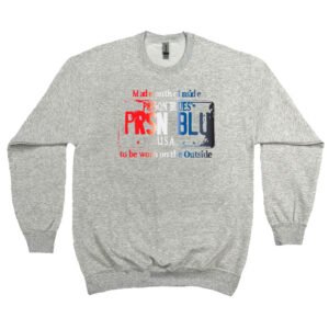 Crew Neck Sweatshirt Light Steel (Ash) w/Scarlet Red, White, and Light Navy USA Plate Logo