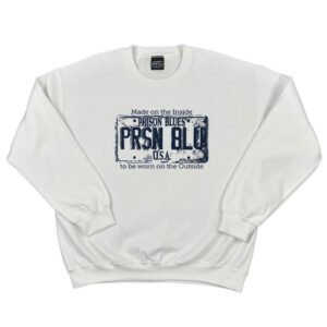 Crew Neck Sweatshirt White w/Light Navy USA Plate Logo